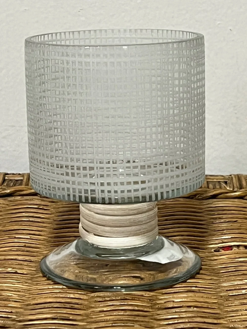 Pottery Barn Marin Etched Glass Hurricane Candle Holder